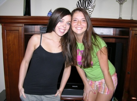 Young amateur besties with sweet tiny tits spreading ass for the first time