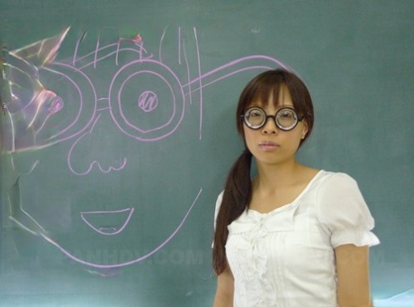 Horny Asian schoolgirl Satsuki Kirioka gives a rimjob and takes two dicks