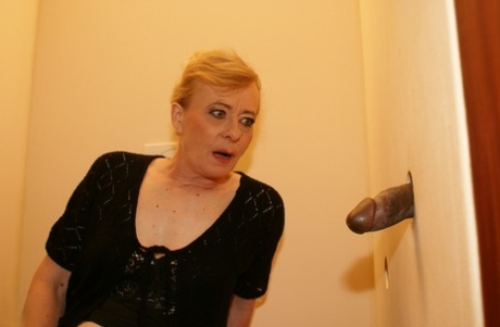 Mature granny Leyla sucks dick and gets fucked by a gloryhole cock